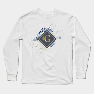 G, blue and gold initial monogram. Long Sleeve T-Shirt